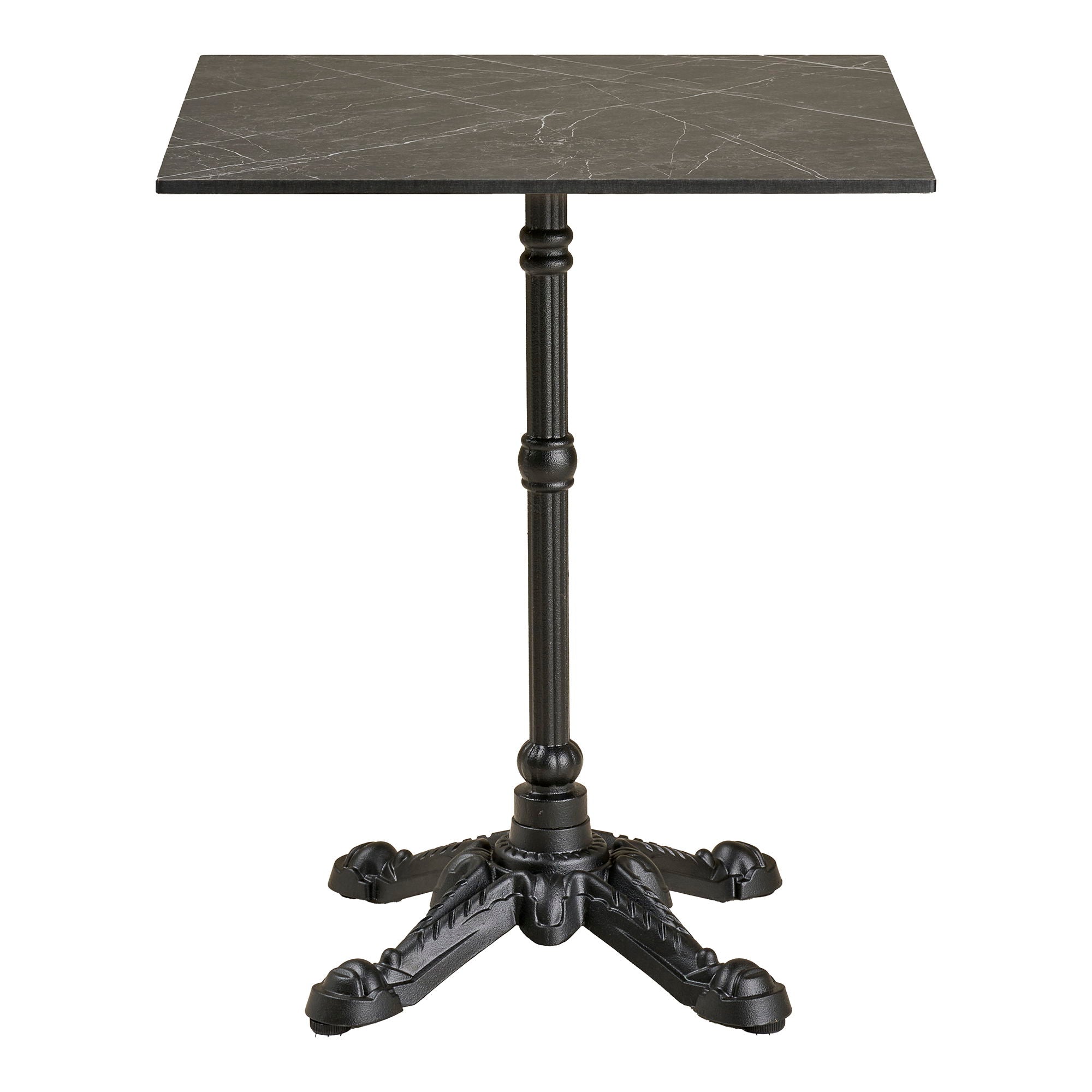 Café table - Café table, marble look countertop, dark gray, black legs, aluminum 60x60x73 cm
