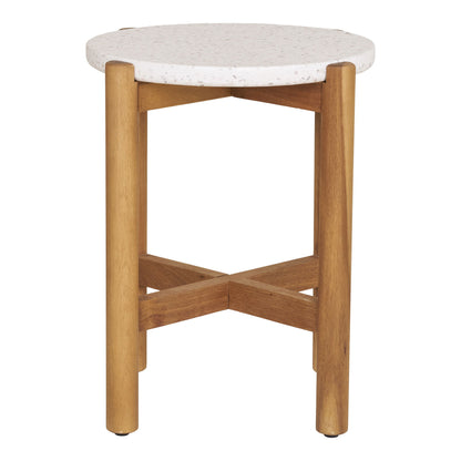 Side table, acacia/terazzo, nature&lt;br&gt;Ø37x46 cm