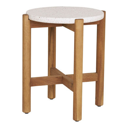 Side table, acacia/terazzo, nature&lt;br&gt;Ø37x46 cm