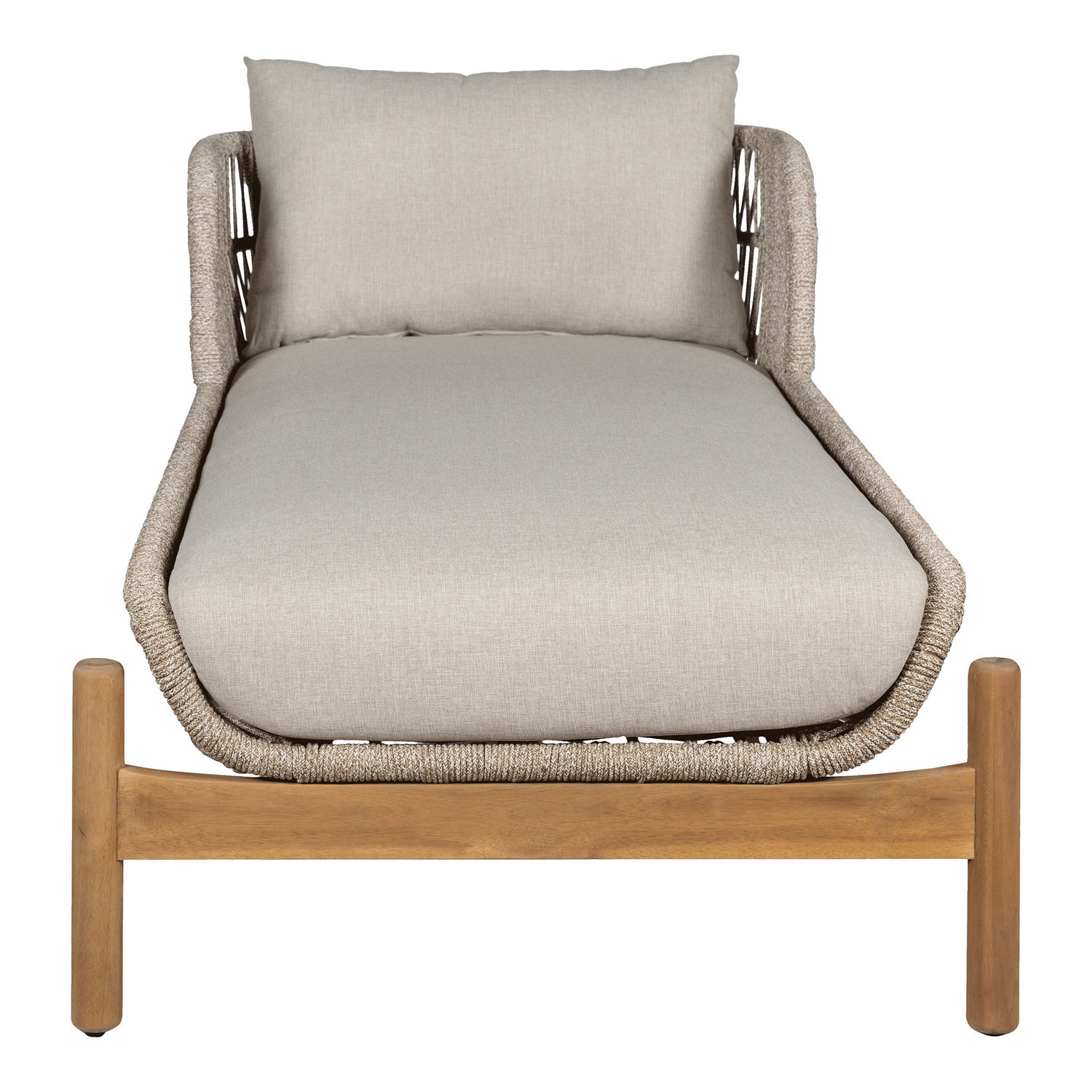 Sunbed, Acacia, Beige, incl. cushions