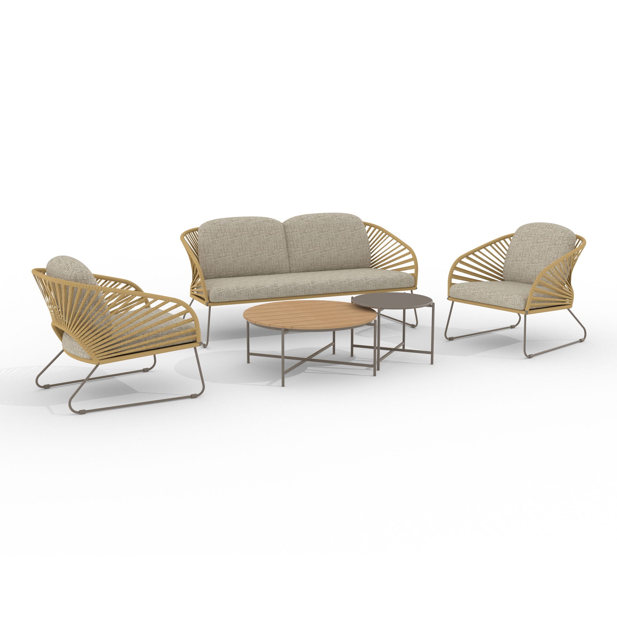 Lounge set, steel, beige, sand, incl. cushions
