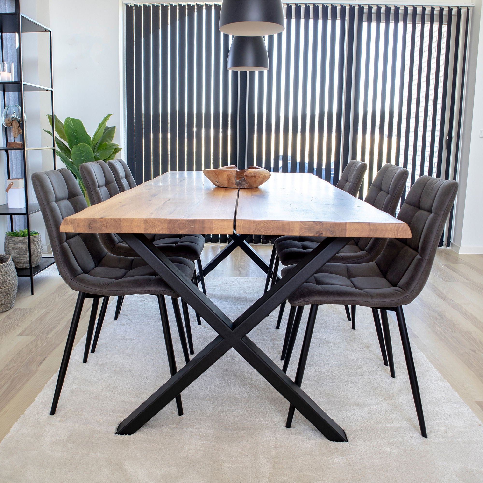 Toulon and Middelfart Dining table set - dining table and 6 dining table chairs