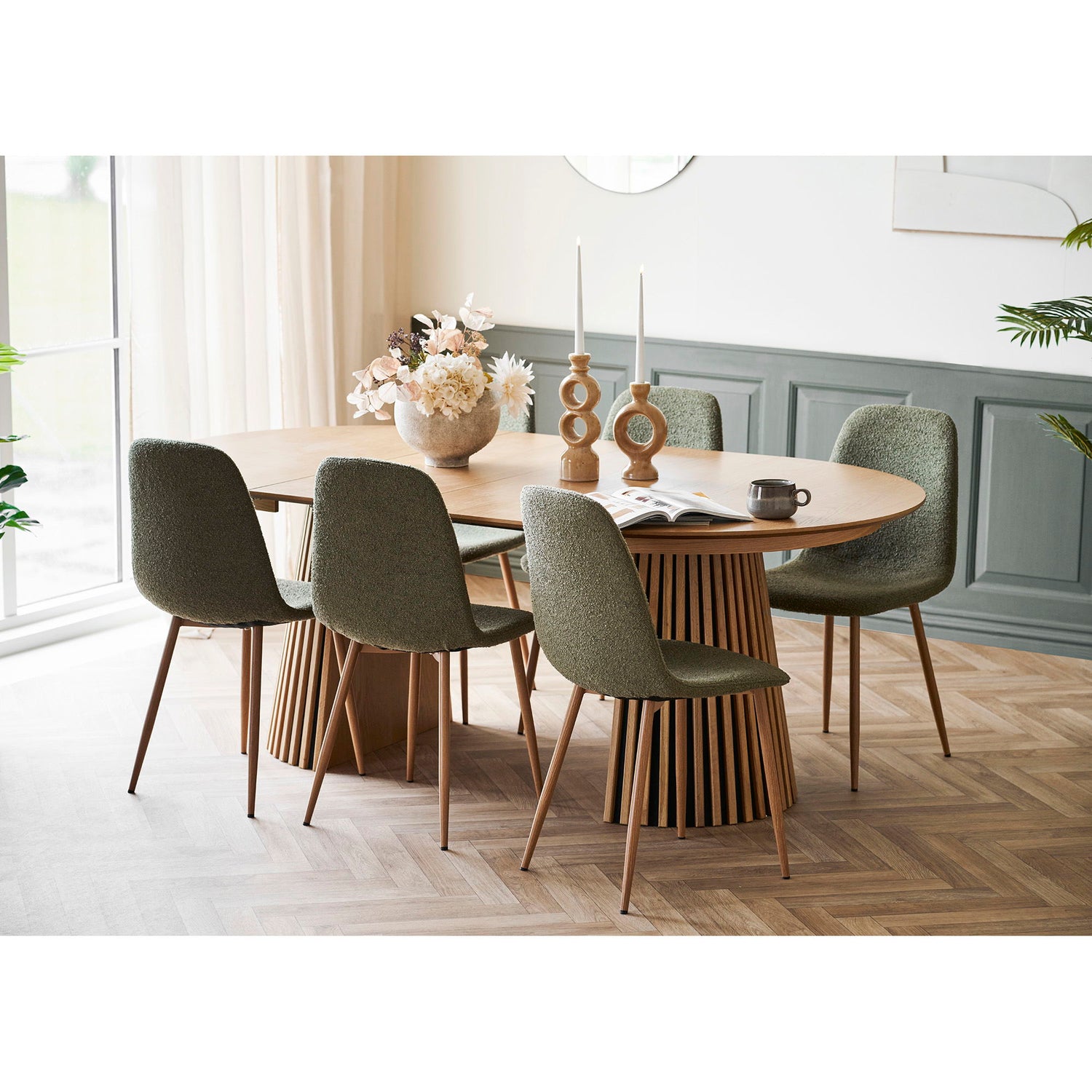 Osaka and Stockholm Dining Table Set - Dining Table and 6 Dining Table Chairs