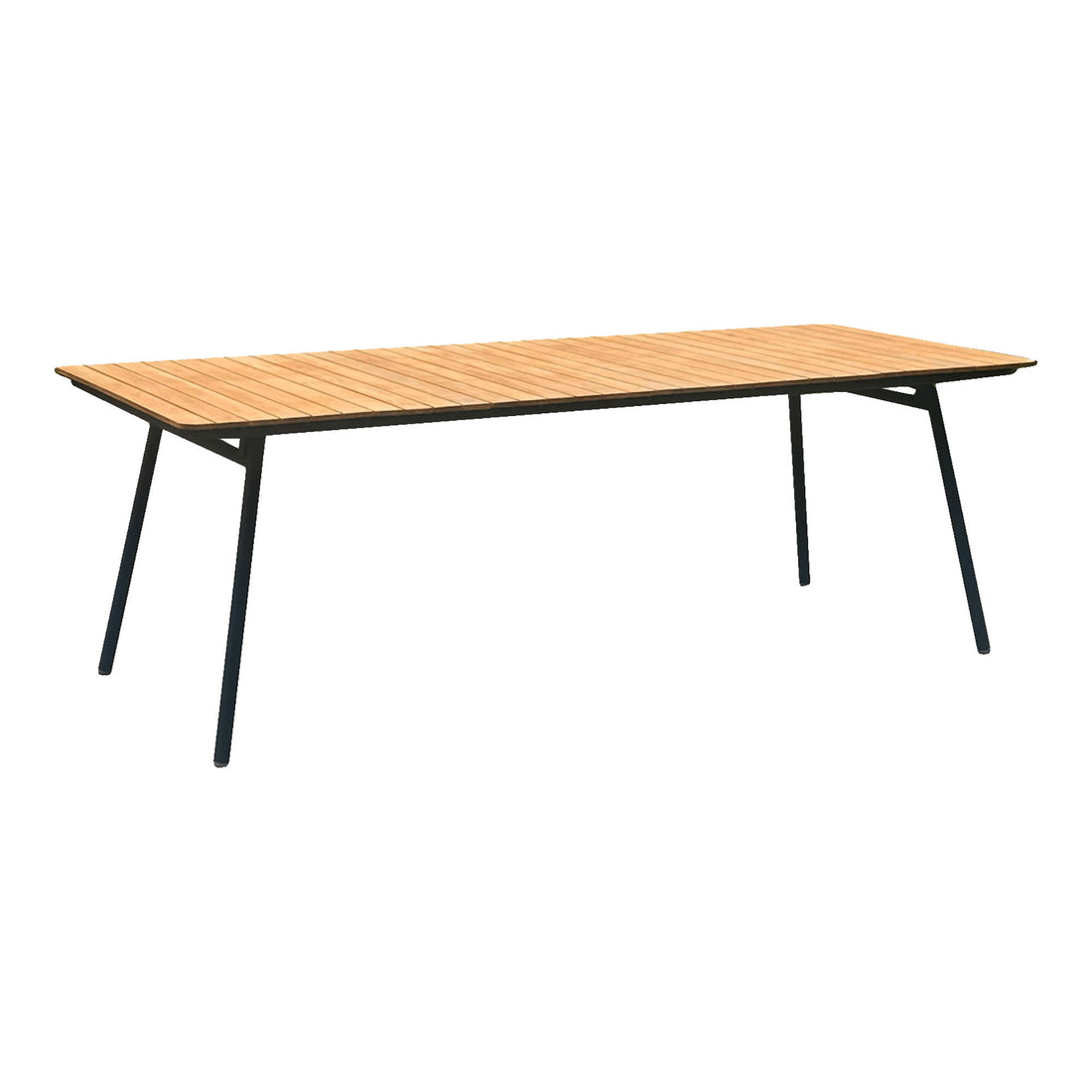 Dining table, teak countertop, nature, black legs 90x220 cm