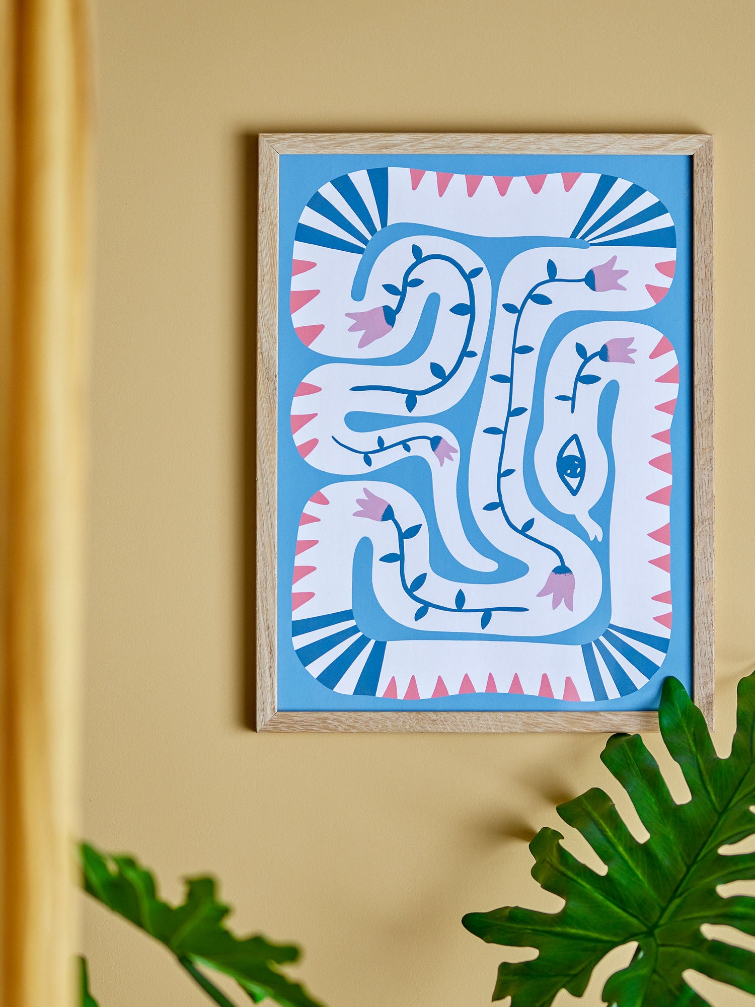 Bloomingville Hebi Illustration with Frame, Nature, Oak