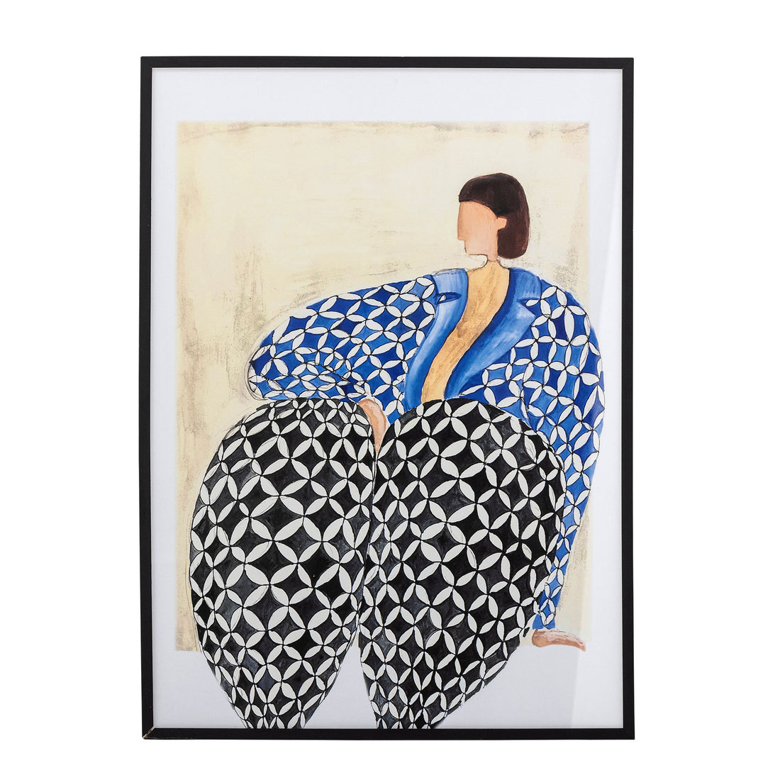 Bloomingville Vivianne Illustration with Frame, Black, Guy