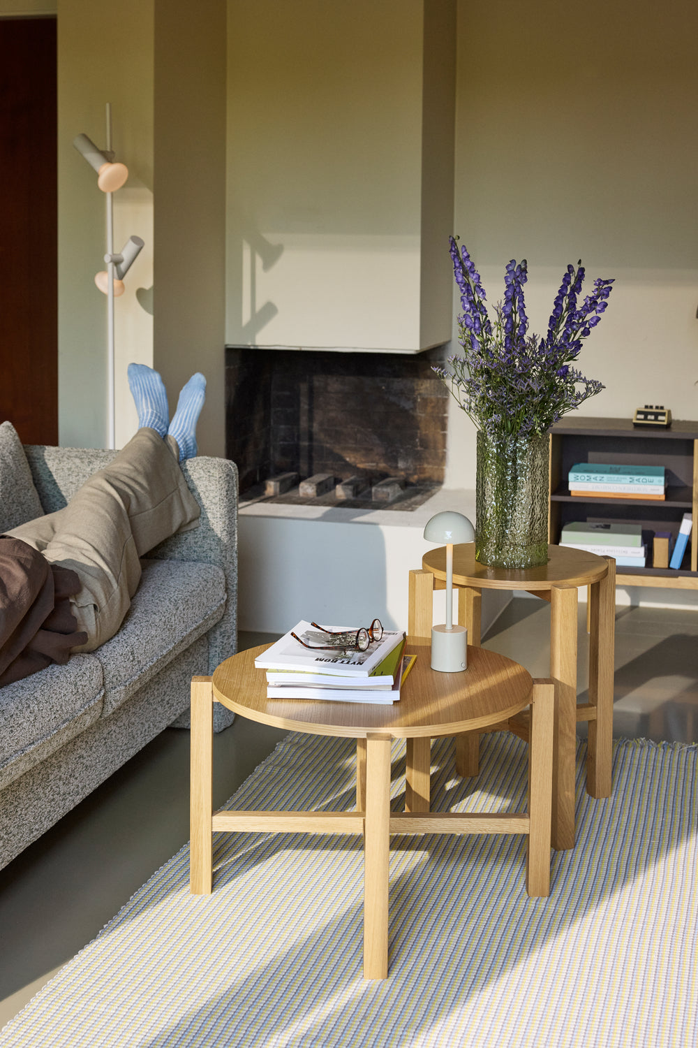 Four Coffee table Natural (set of 2) - ø68xh42cm, ø48xh55cm