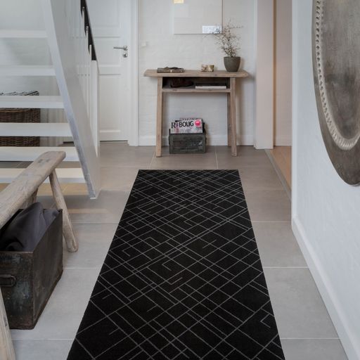 Floor mat 90 x 200 cm lines/black-grey