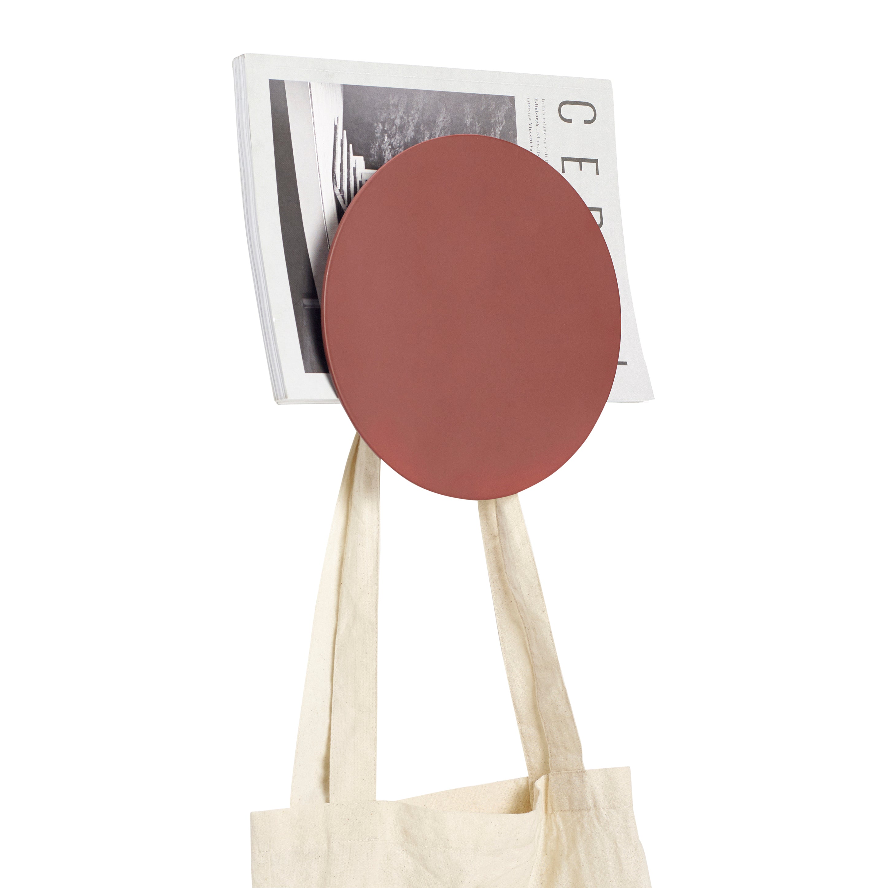 Double magazine holder with hook Red - ø22x8cm