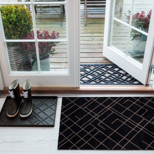 Floor mat 60 x 90 cm - lines/sand black