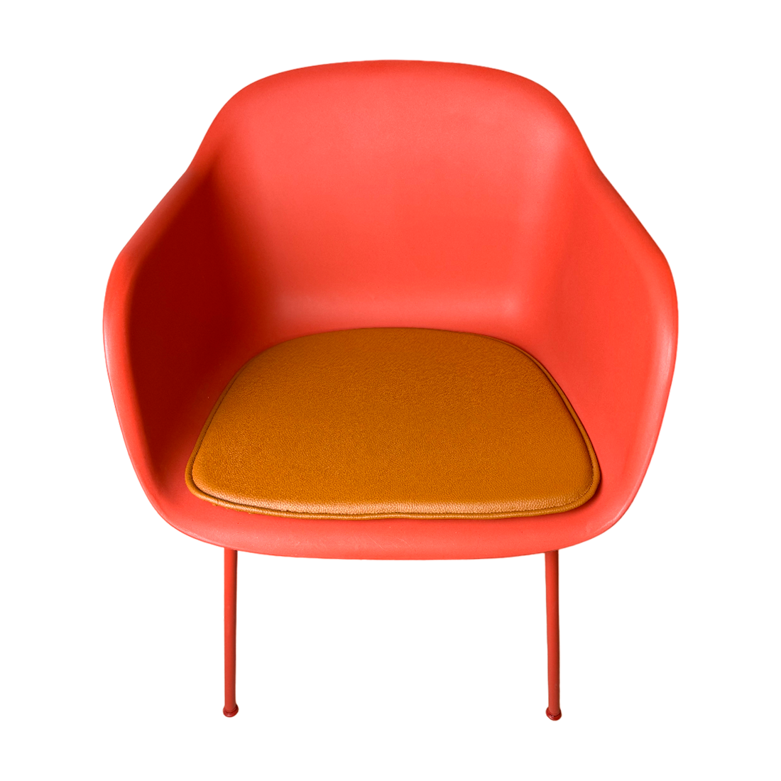 Luxury cognac leather cushion to the muuto fiber armchair chair