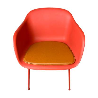 Luxury cognac leather cushion to the muuto fiber armchair chair