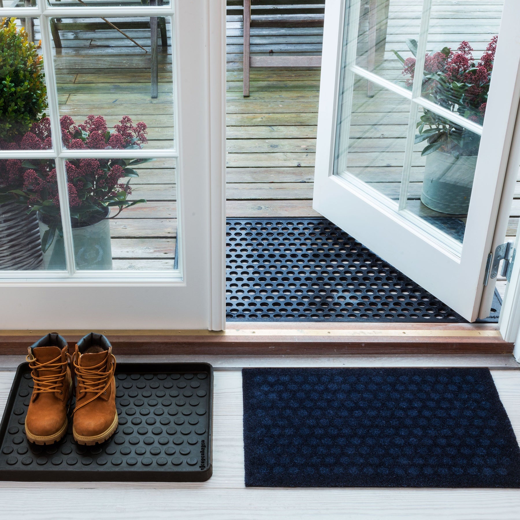 Floor mat 40 x 60 cm - dots/blue