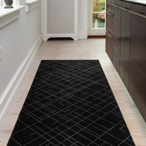 Floor mat 90 x 200 cm lines/black-grey