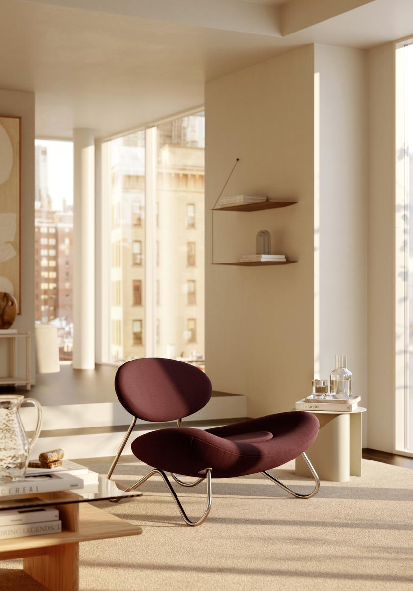 Meadow Lounge Chair - Bordeaux/Brushed Steel