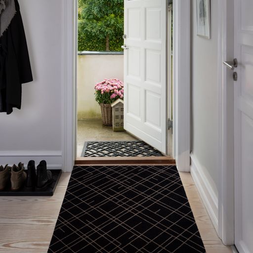 Floor mat 90 x 130 cm - Lines/Sand Black