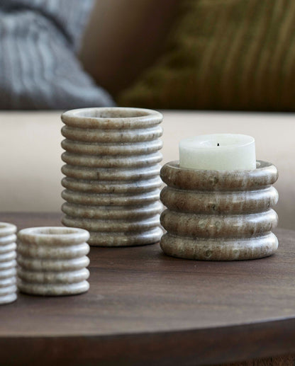 Otok candlestick in marble - X -Large - H12 cm - light brown