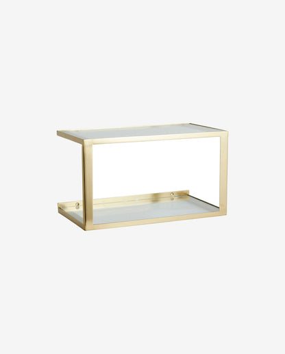 Nera Shelf/Metal Bed Table With Glass - 36x20 cm - Gold Finish