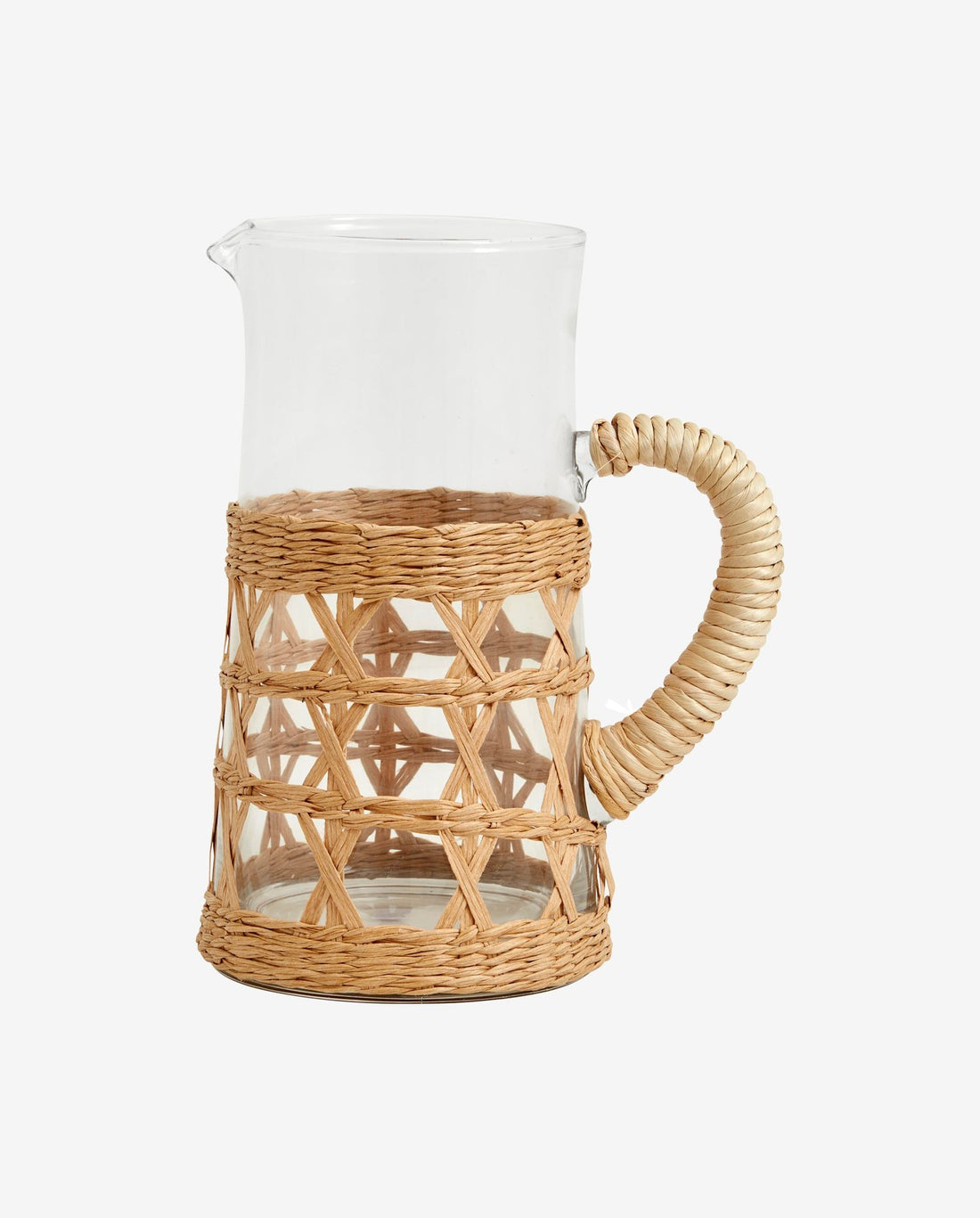 Weva pitcher in clear glass with wicker - H24 cm - nature
