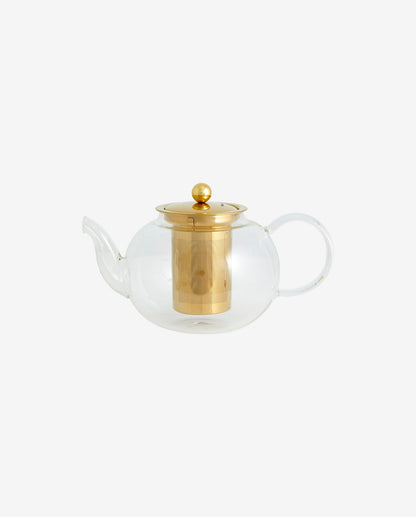 Chili teapot, glass - gold finish/ready