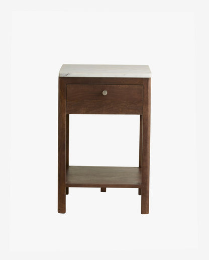 Beetle bedside table - brown/white marble