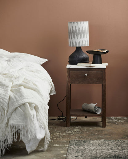 Beetle bedside table - brown/white marble