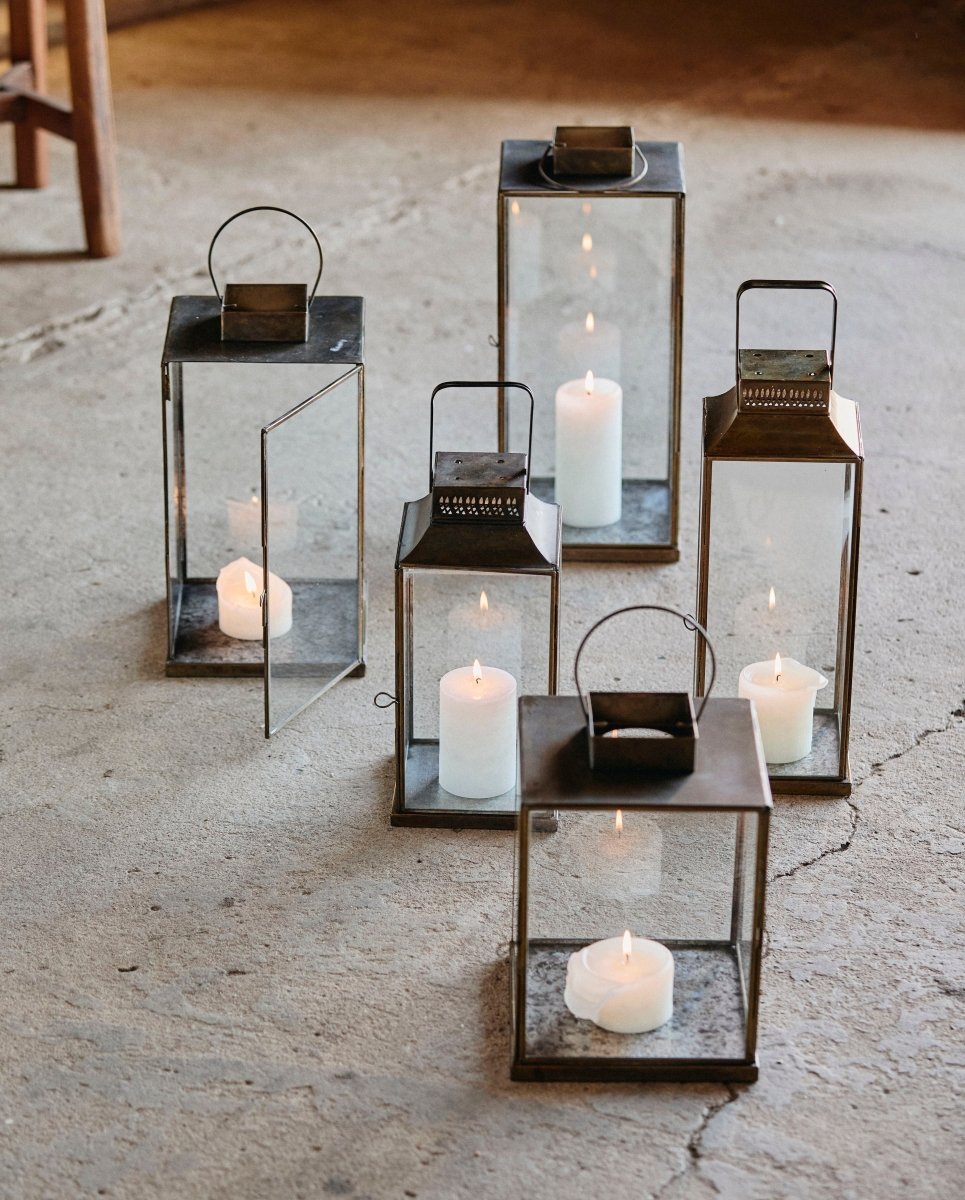 ANTIQUE lantern in iron - h30 cm - gold finish