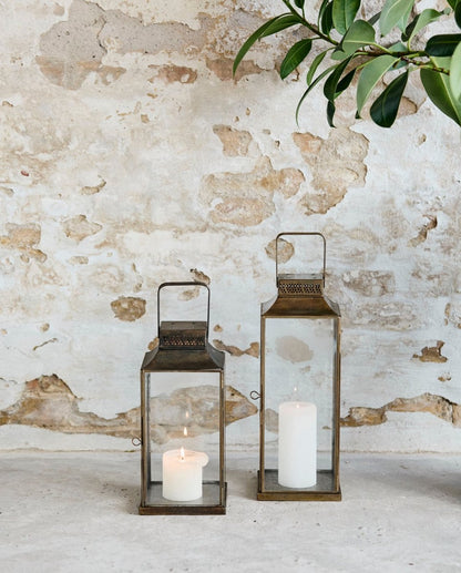 ANTIQUE lantern in iron - h30 cm - gold finish