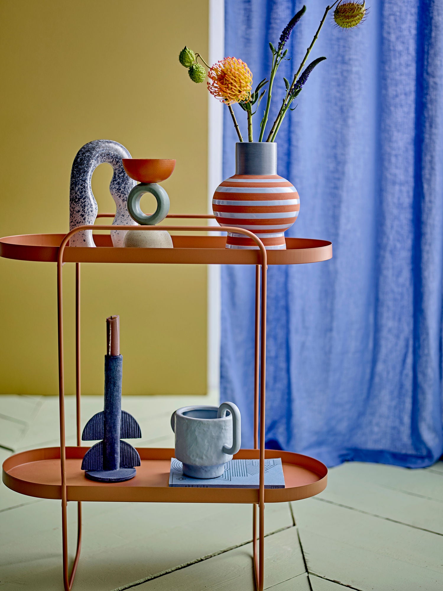 Bloomingville reet side table, brown, metal