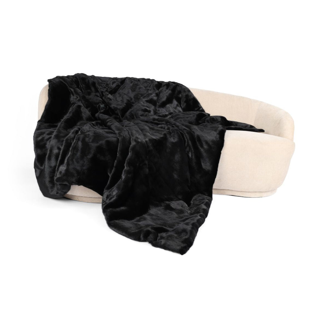 Mink plaid | Cashmere backing | Black | 200x200 cm