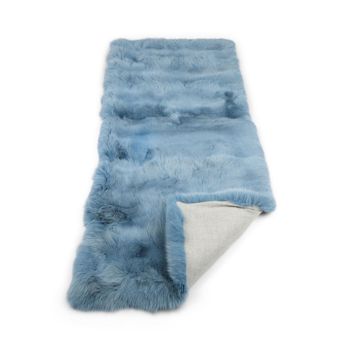 Premium carpet of fox | Back of cashmere | Sky Blue | 190x70 cm