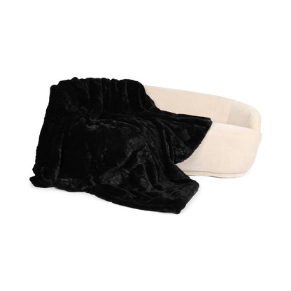 Mink plaid | Cashmere backing | Black | 200x200 cm