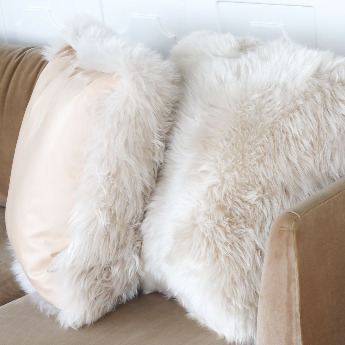 Lambskin cushion | Long-haired | New Zealand | Ladder back | 50x50 cm