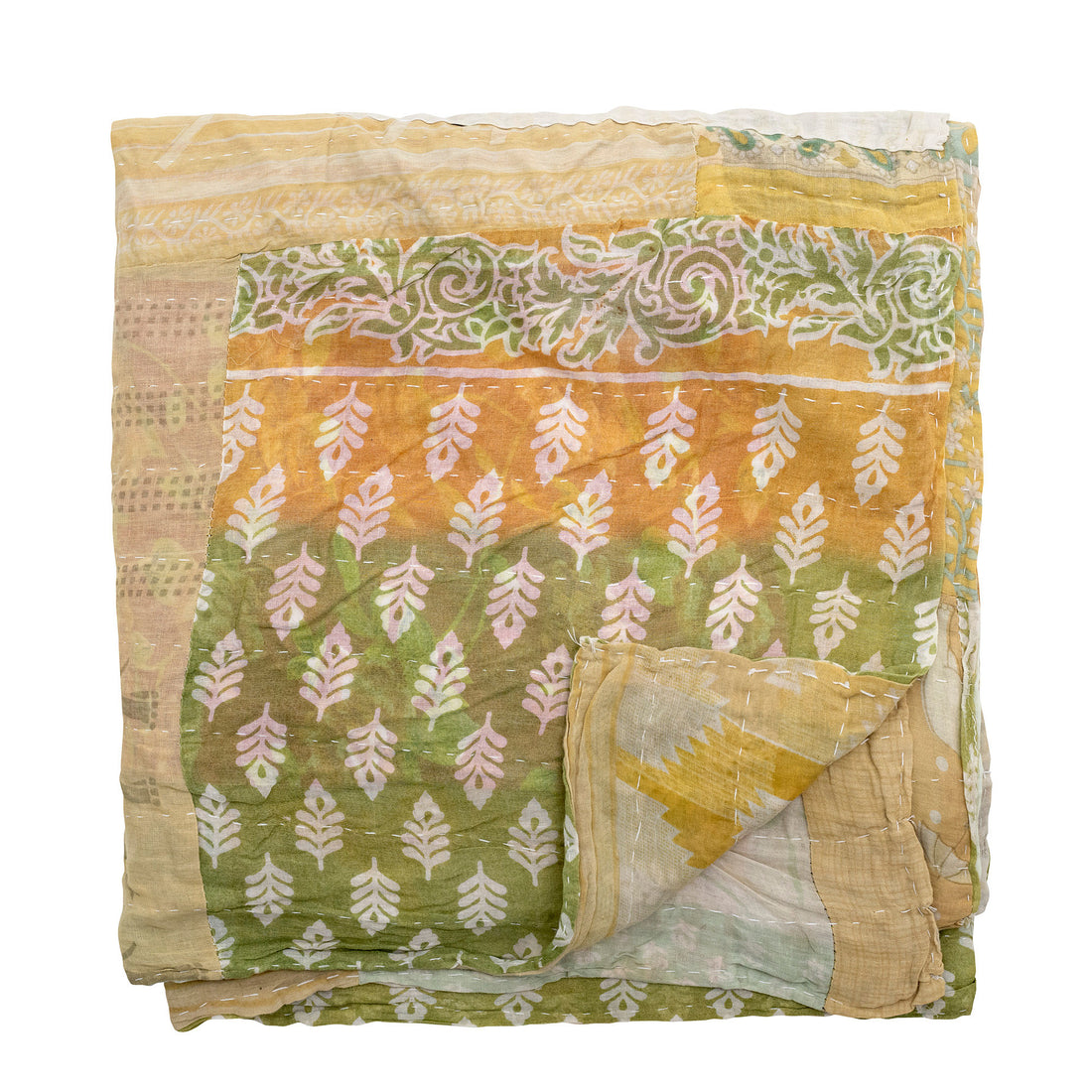 Bloomingville Sari Quilt, Yellow, Recycled Cotton
