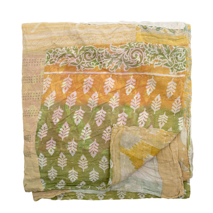 Bloomingville Sari Quilt, Yellow, Recycled Cotton