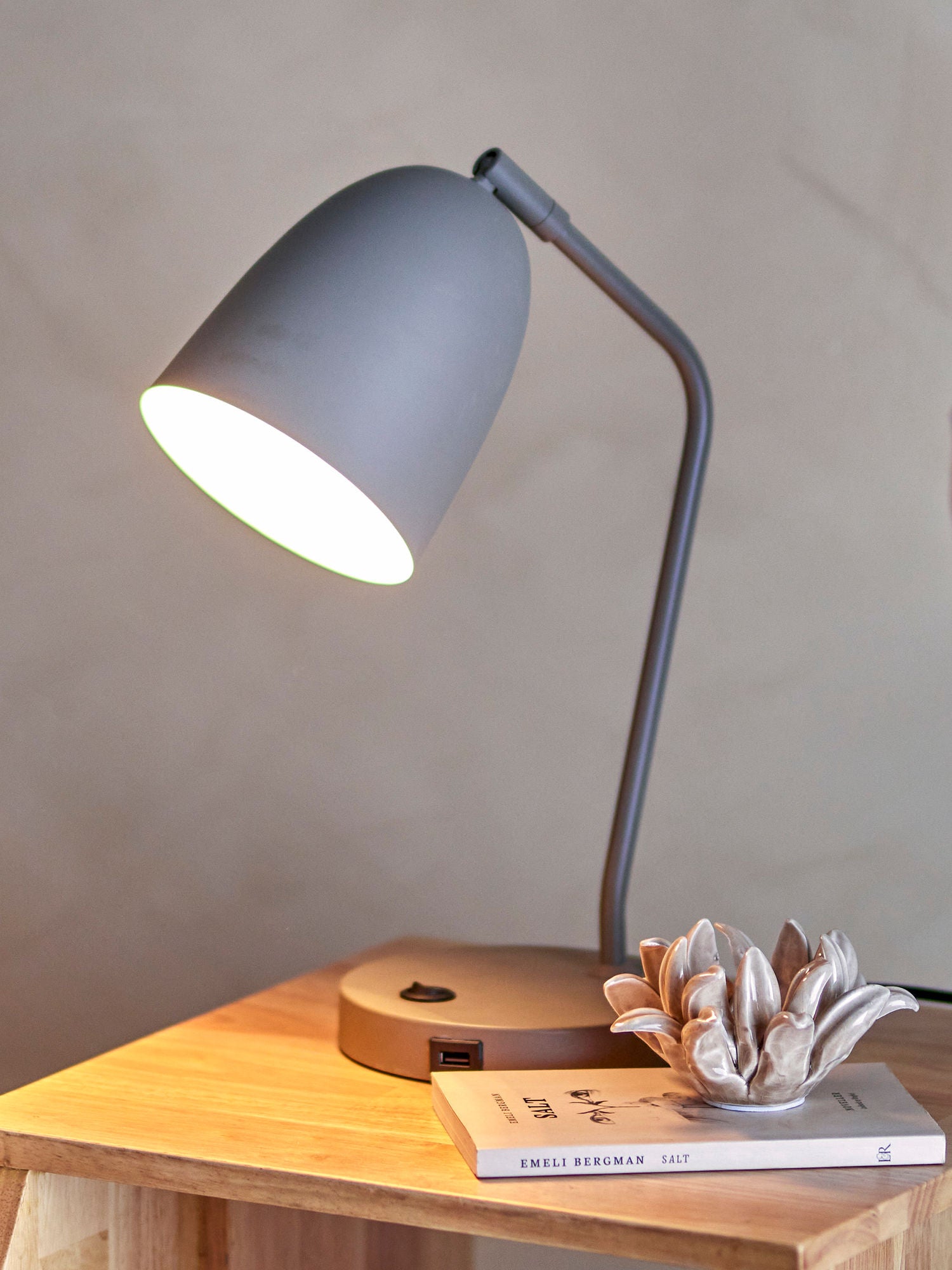 Bloomingville Lemar table lamp, gray, metal