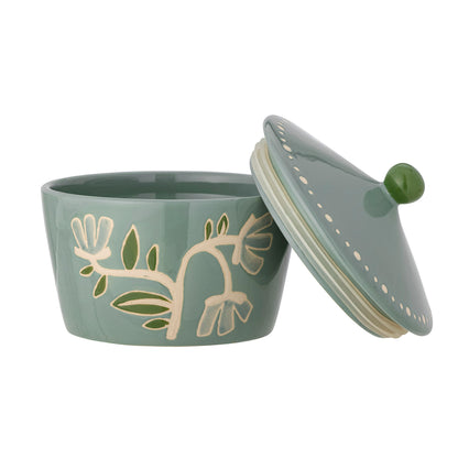 Creative Collection Tangier jar w/lid, green, stoneware