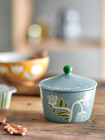 Creative Collection Tangier jar w/lid, green, stoneware