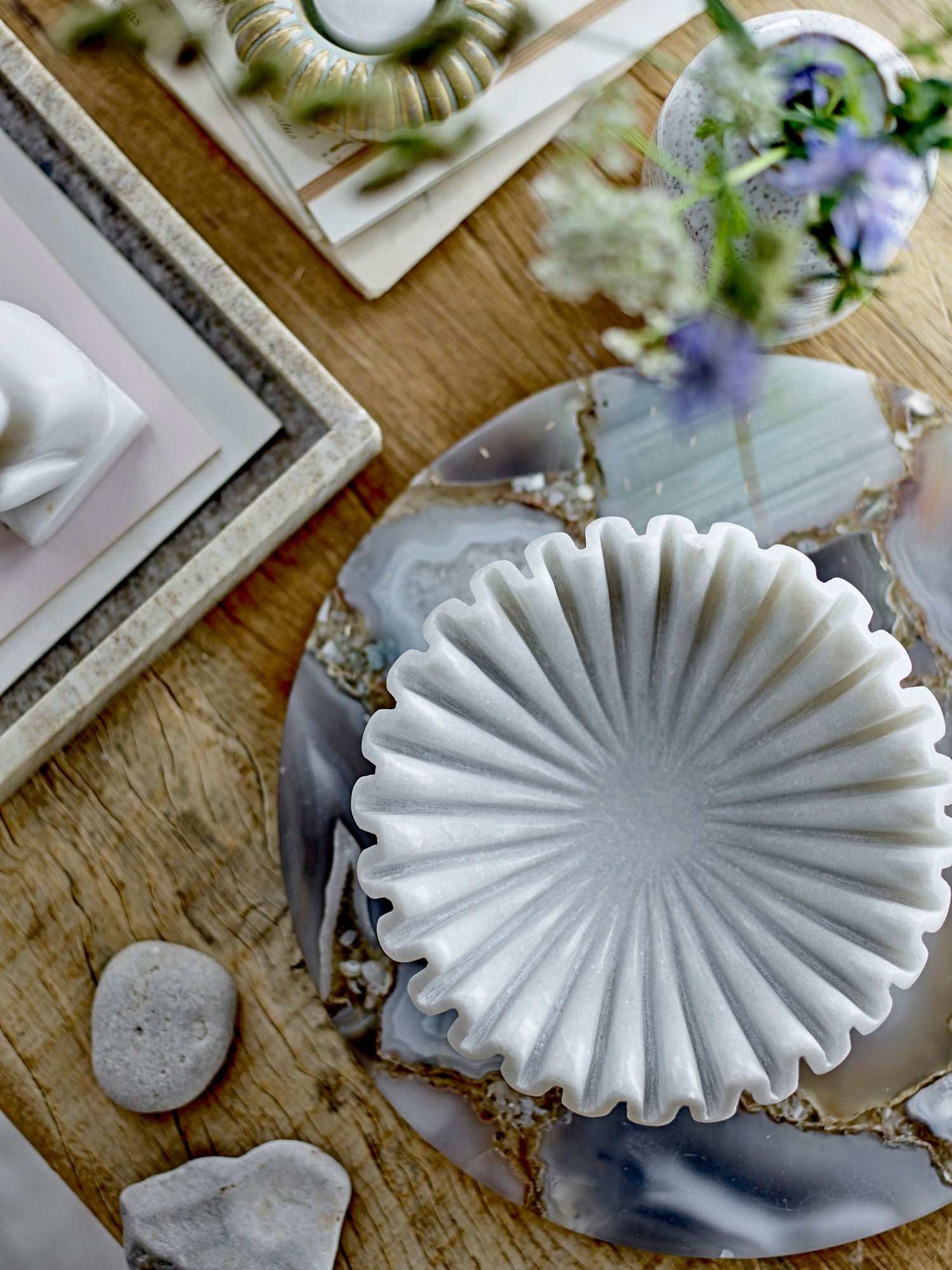 Bloomingville Harmonia bowl, white, marble