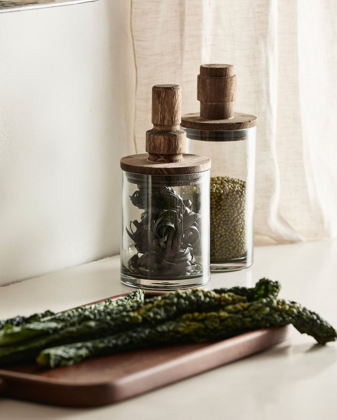 Sage Storage Glass with Wood lid - 900 ml