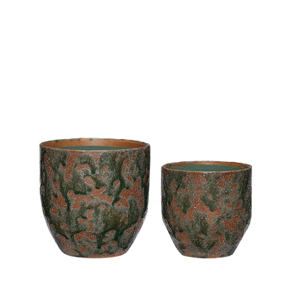 Hübsch Normu Potte Brown/Green (set of 2)