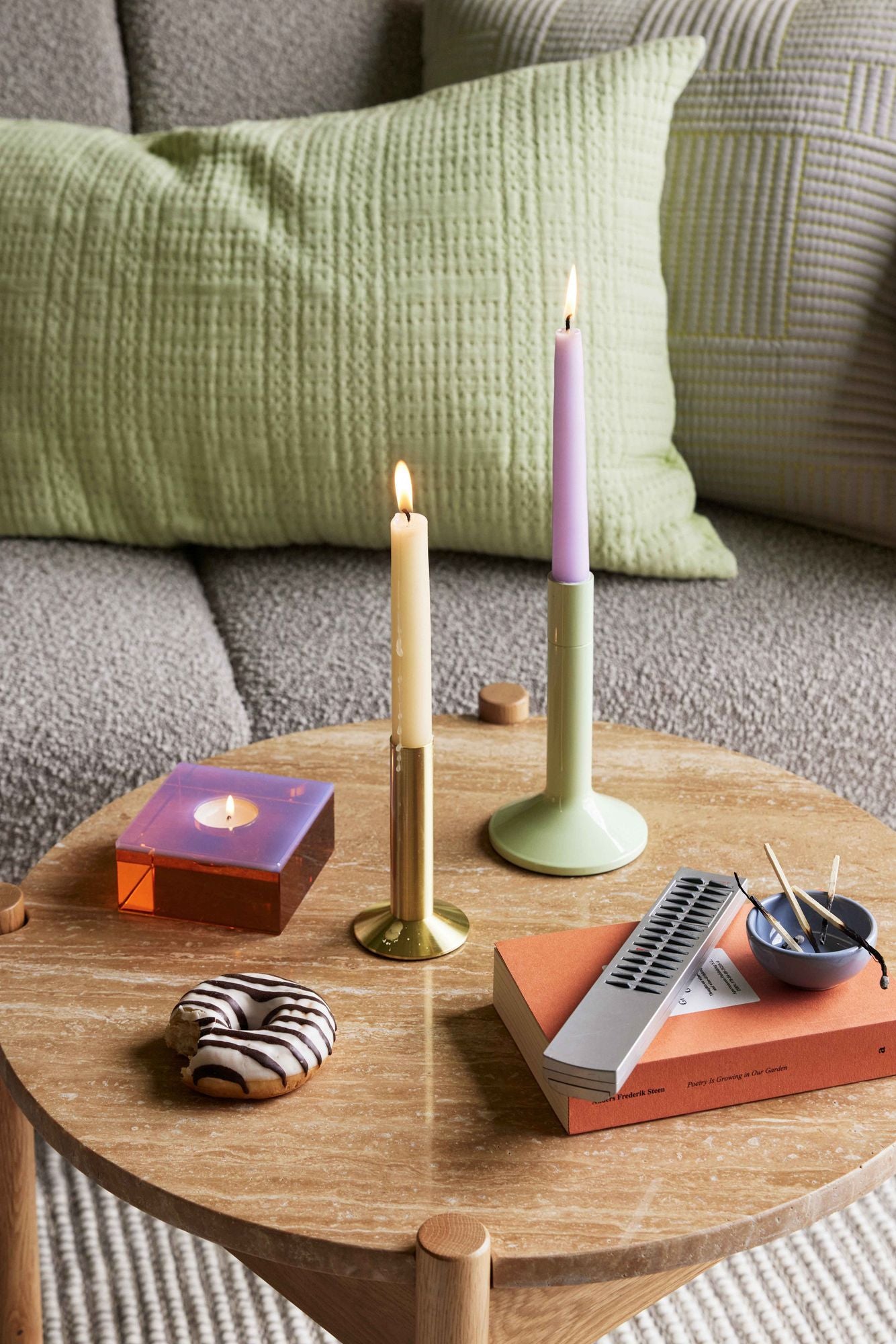 Hübsch Kindred Candlestick Light Green (set of 2)