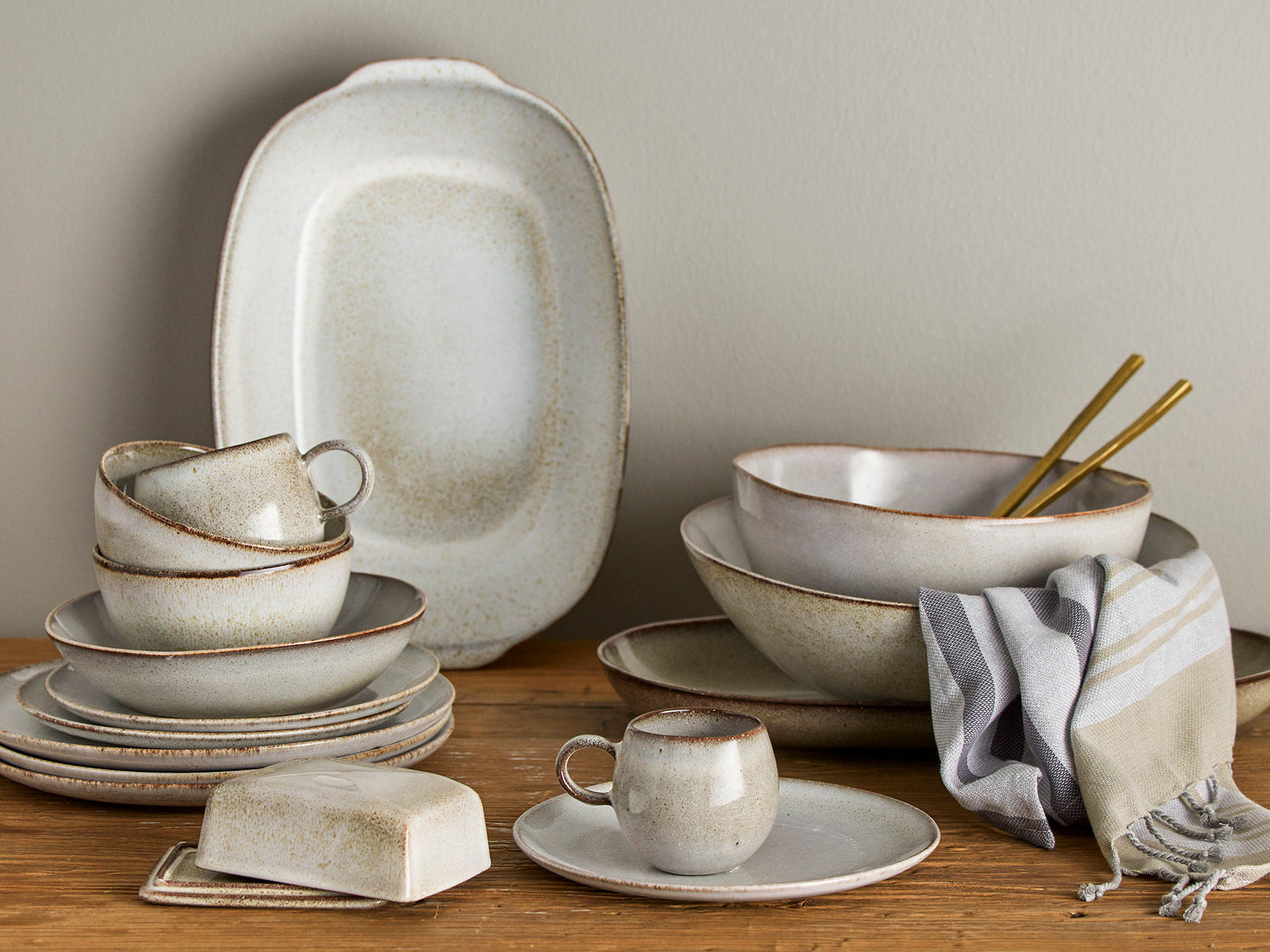 Bloomingville Sandrine table service set, nature, stoneware