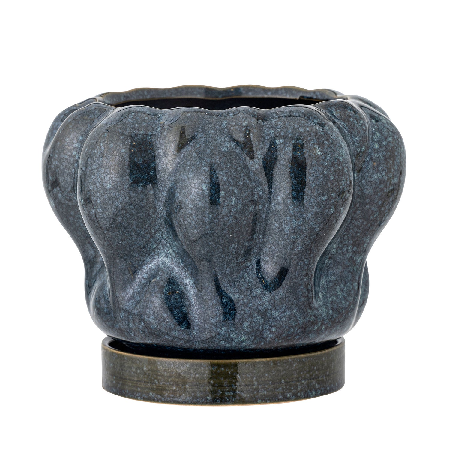 Bloomingville Hollis herbal pot w/saucer, blue, stoneware