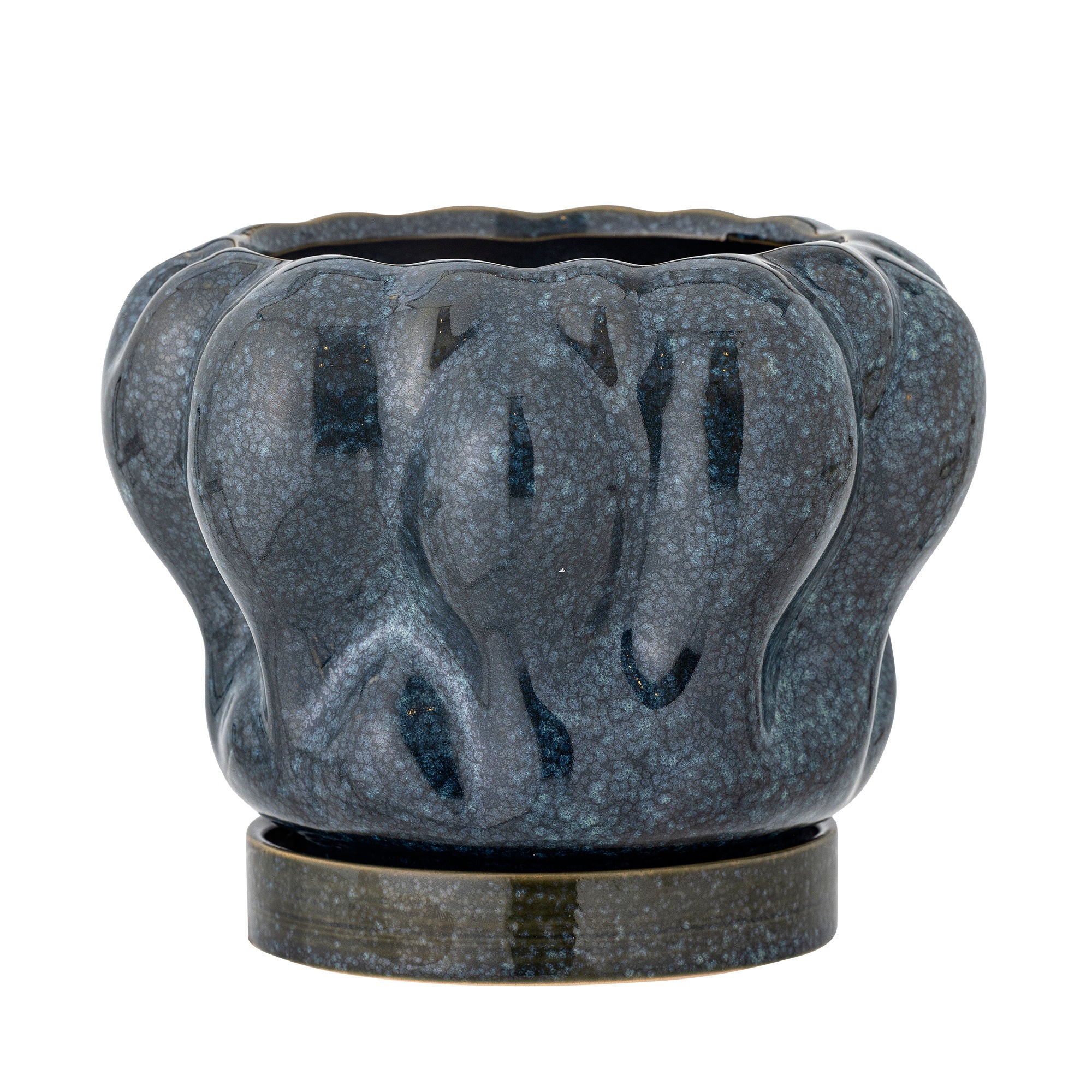 Bloomingville Hollis herbal pot w/saucer, blue, stoneware