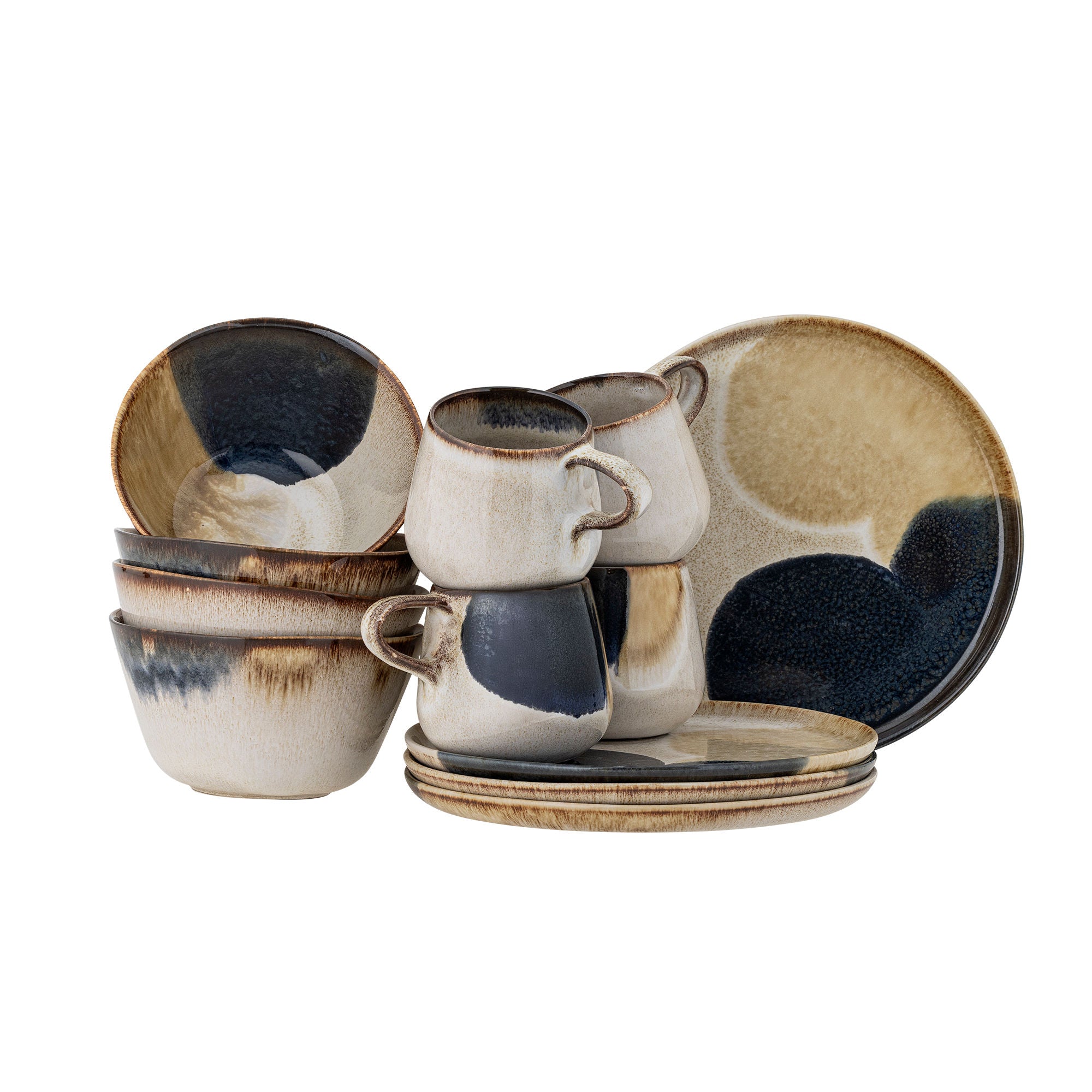 Bloomingville Jules breakfast set, gray, stoneware