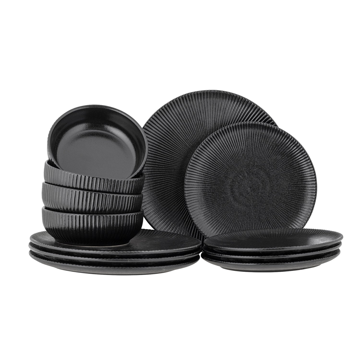 Bloomingville Neri table service set, black, stoneware