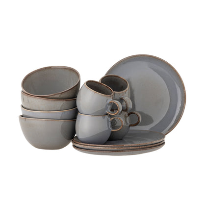 Bloomingville Sandrine breakfast set, gray, stoneware