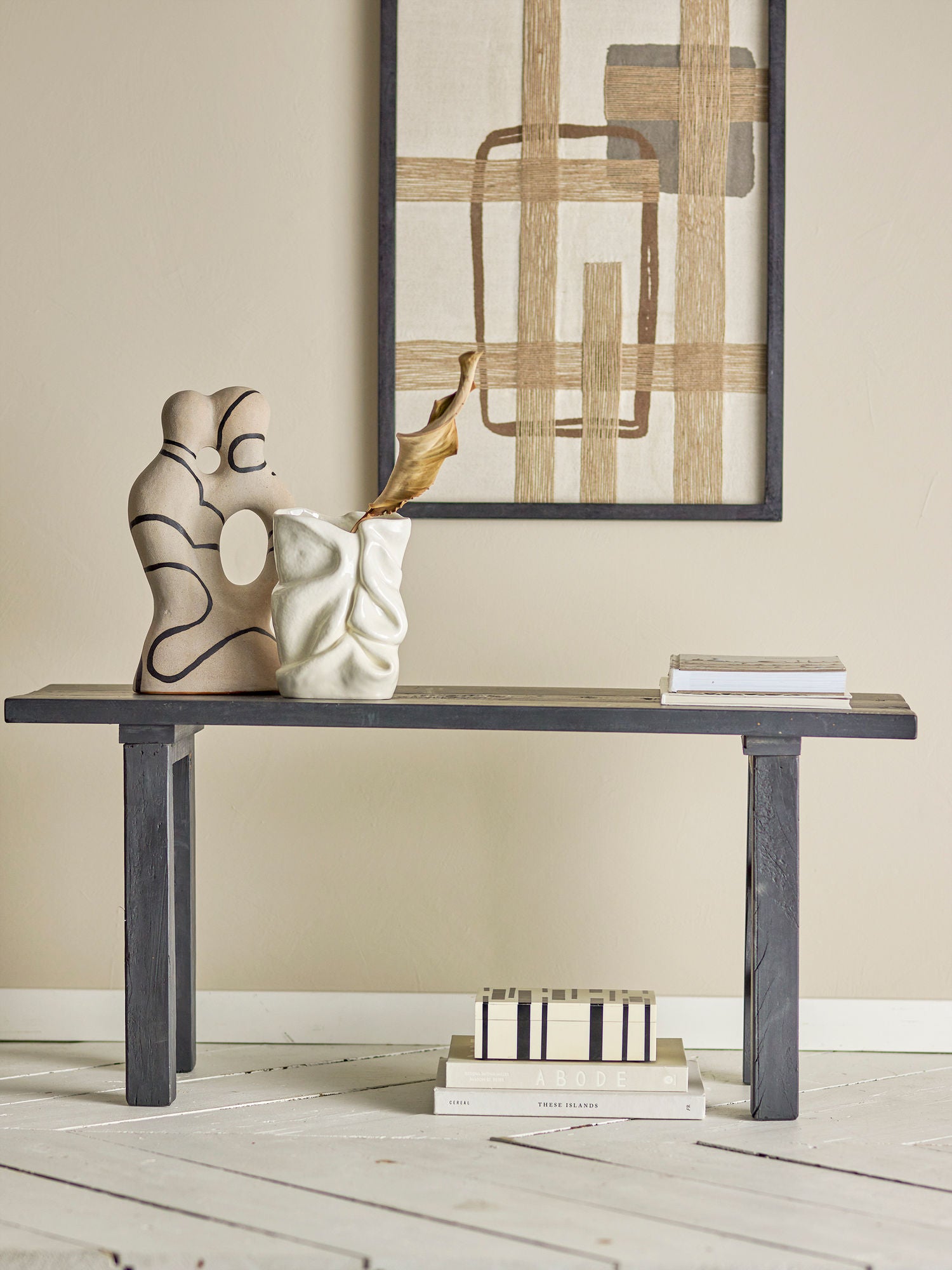 Bloomingville Riber bench, black, recycled wood