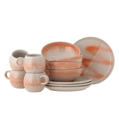 Bloomingville Paula breakfast set, orange, stoneware